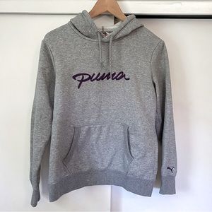 NWOT Puma hoodie, gray with purple lettering
